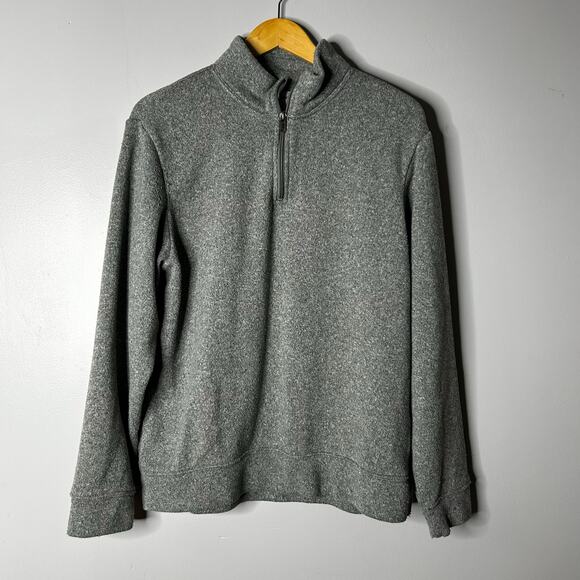 Old Navy 1/4 Zip Fleece Sweater Mens Large Gray Mock Neck Outdoors Pullover - Picture 1 of 7